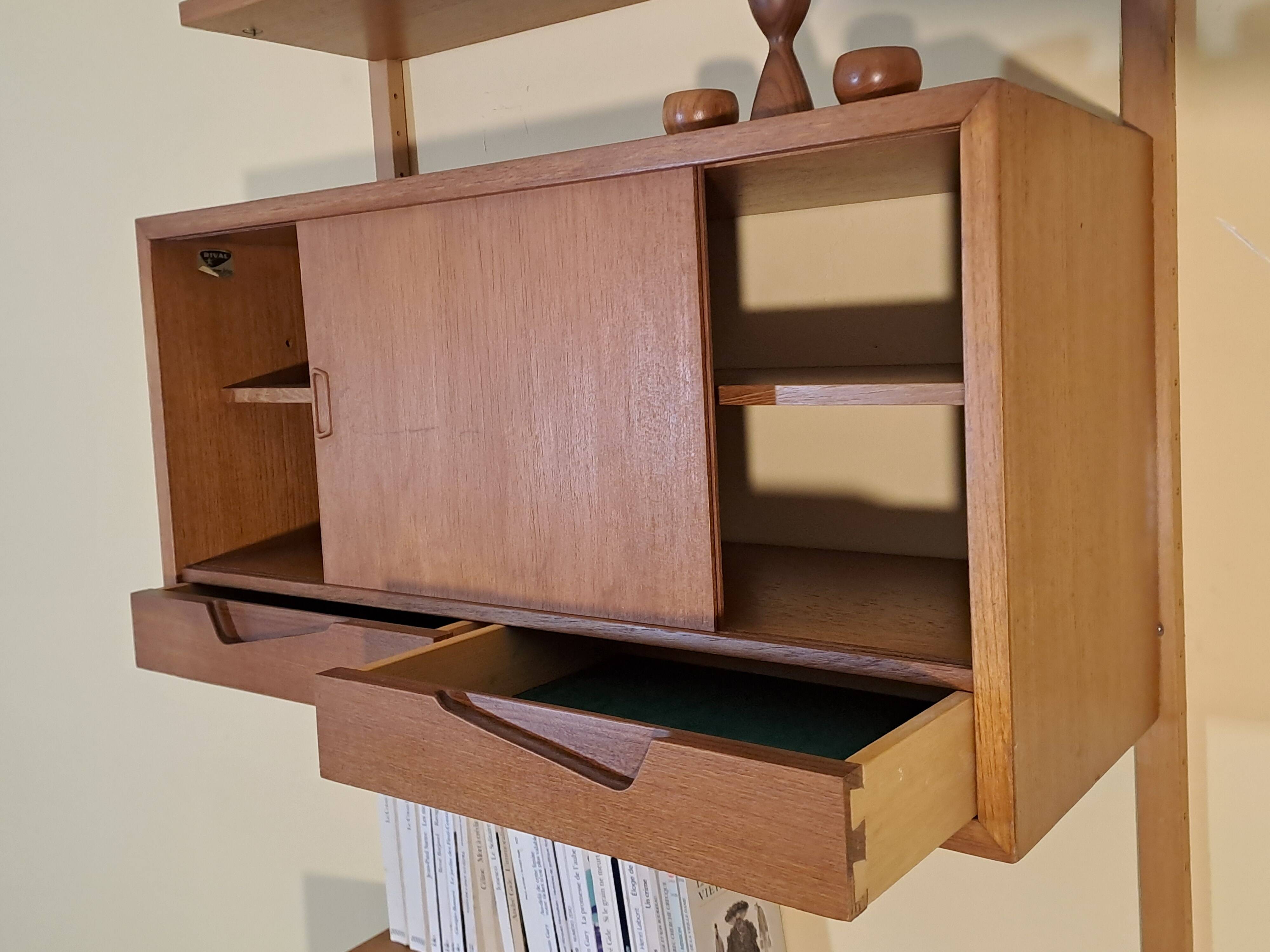 Teak wall secretary RIVAL, Vintage Scandinavian 1960s