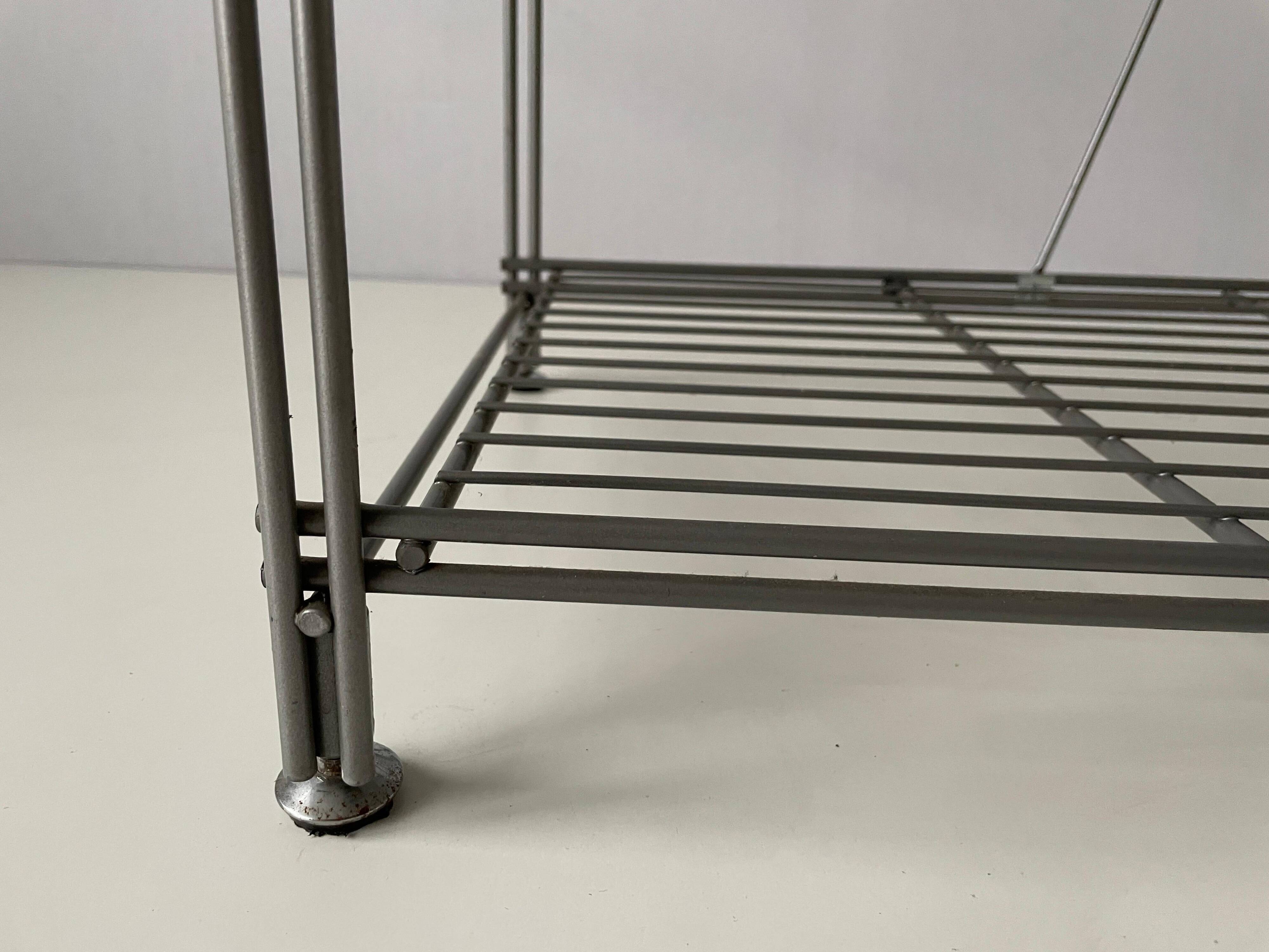 Free-standing industrial shelf with a metal structure, 4 shelves, 1960s, Germany.