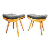 Pair of 1960s Maple Mid Century Stools, Czechoslovakia