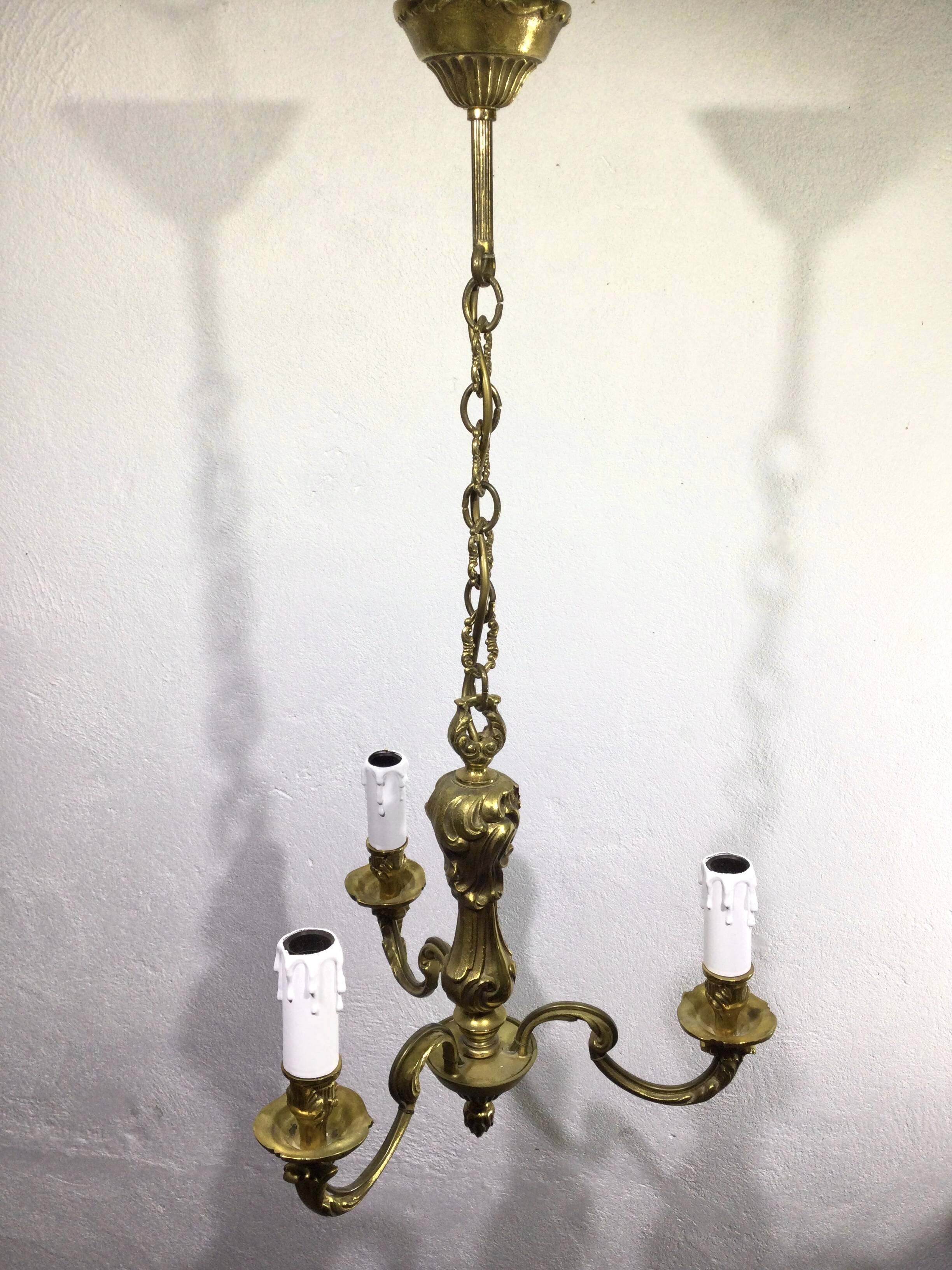3-light bronze chandelier