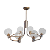 Lustre 6 feux- metal chromé et globes verre- design space age - années 70