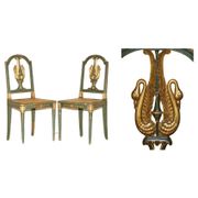 Paire Antique Chaises d'Appoint William Kent Empire Sculptées en Cygne