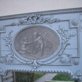 Miroir trumeau Louis XVl patine scène romantique 80x191cm
