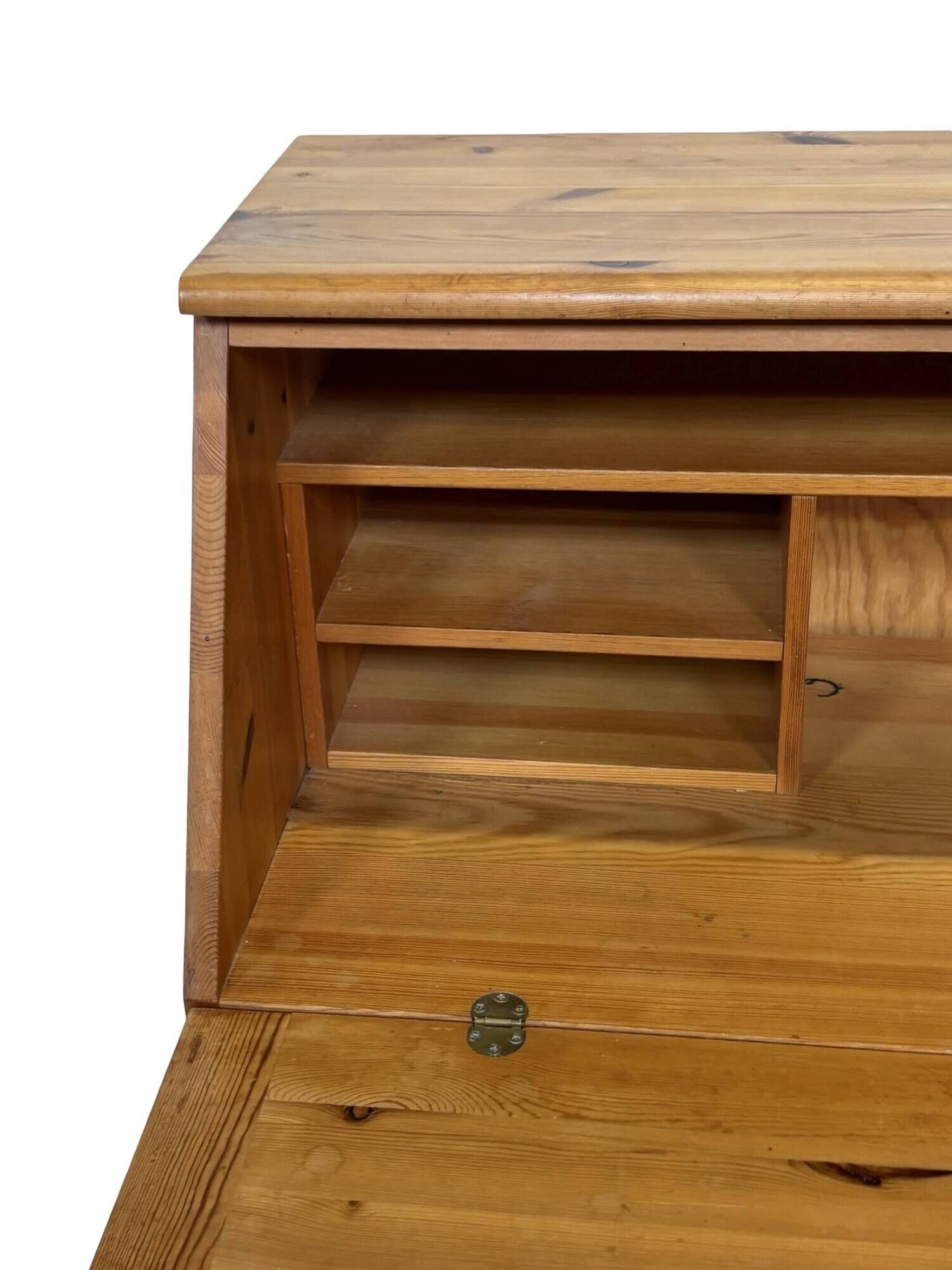 Vintage pine secretaire workstation desk, 1980s design
