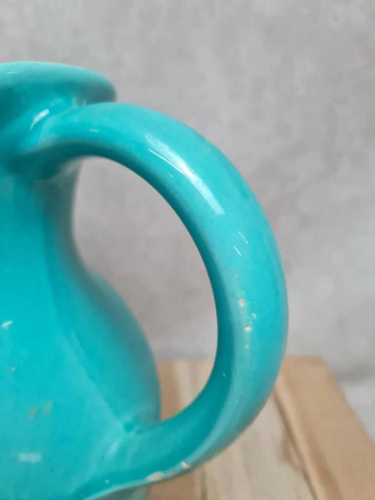 Vintage turquoise ceramic pitcher St-Clément model Aigle.
