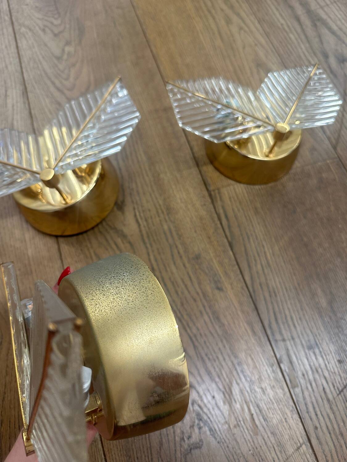 Set of 3 brass Wall Lamps, 1970