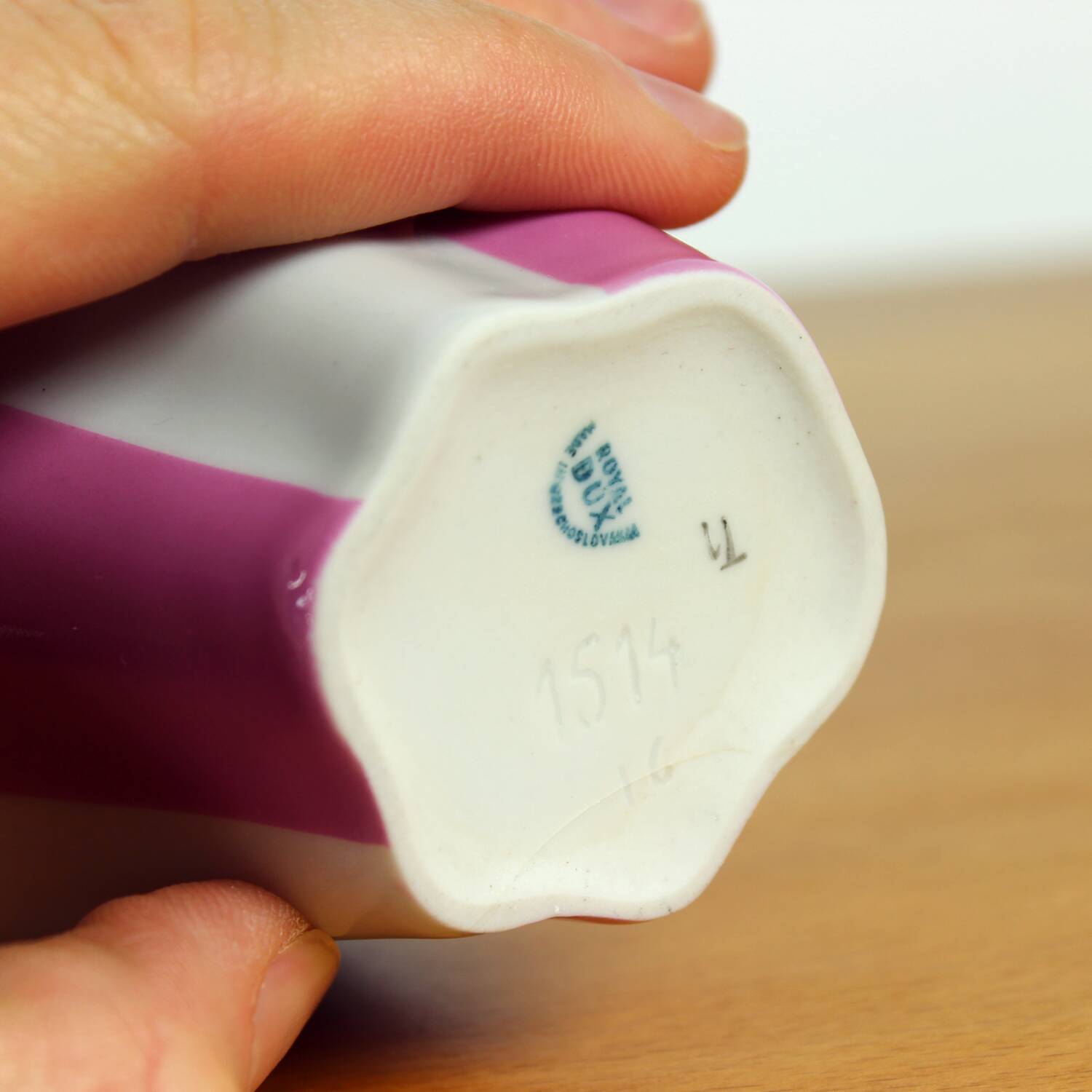 Pink & White Porcelaine Vase By Royal Dux, Czechoslovakia 1960s