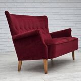 1960s, Swedish 2-seater sofa by Dux Sweden, furniture velour, ash wood.