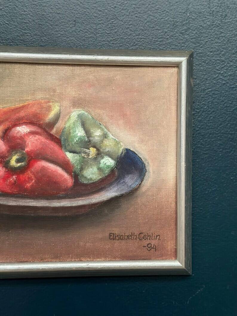 Original Swedish Oil on Canvas – "Still Life" by Elisabeth Gehlin 94 – Signed – Vintage and Framed – 31 × 26 cm (12.2" × 10.2")