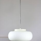 Mid-century italian chrome and opaline pendant lamp