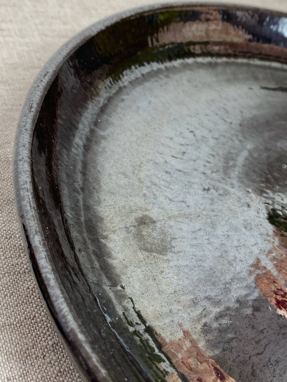 Round iridescent ceramic dish Vallauris