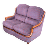 Canapé 2 places bois massif et velours bordeaux violet Louis Philippe