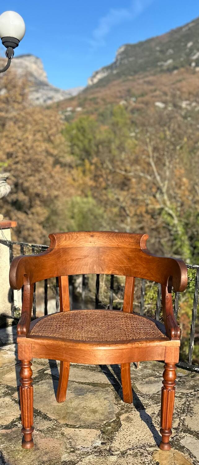 Elegant solid walnut office chair circa 1900.