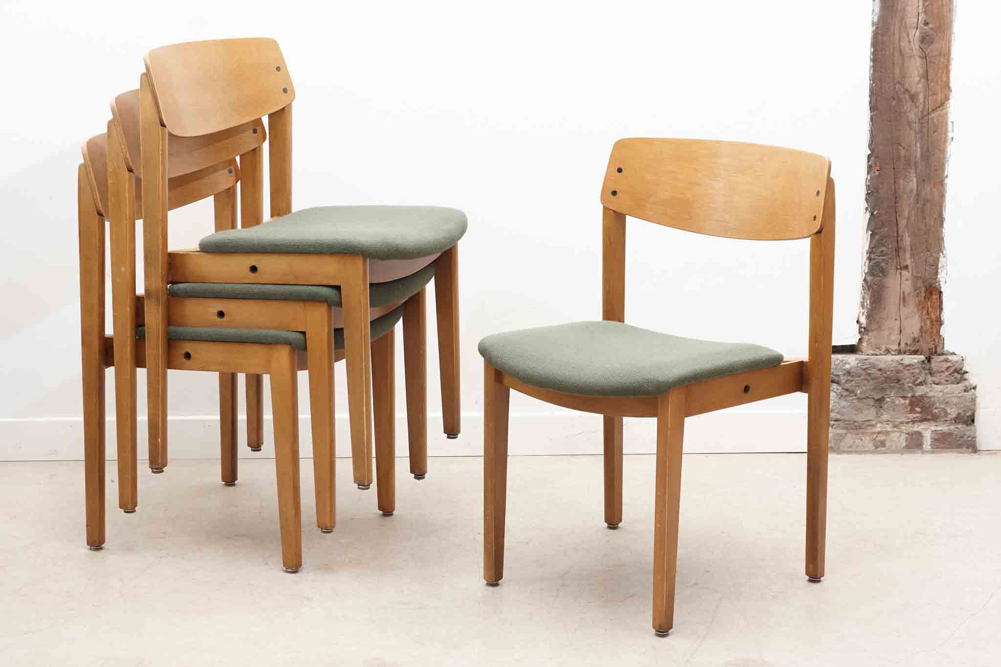 Scandinavian style bistro chair in oak and green