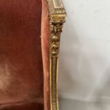 Two Louis XVI style wing chairs in gilded wood, 20th century