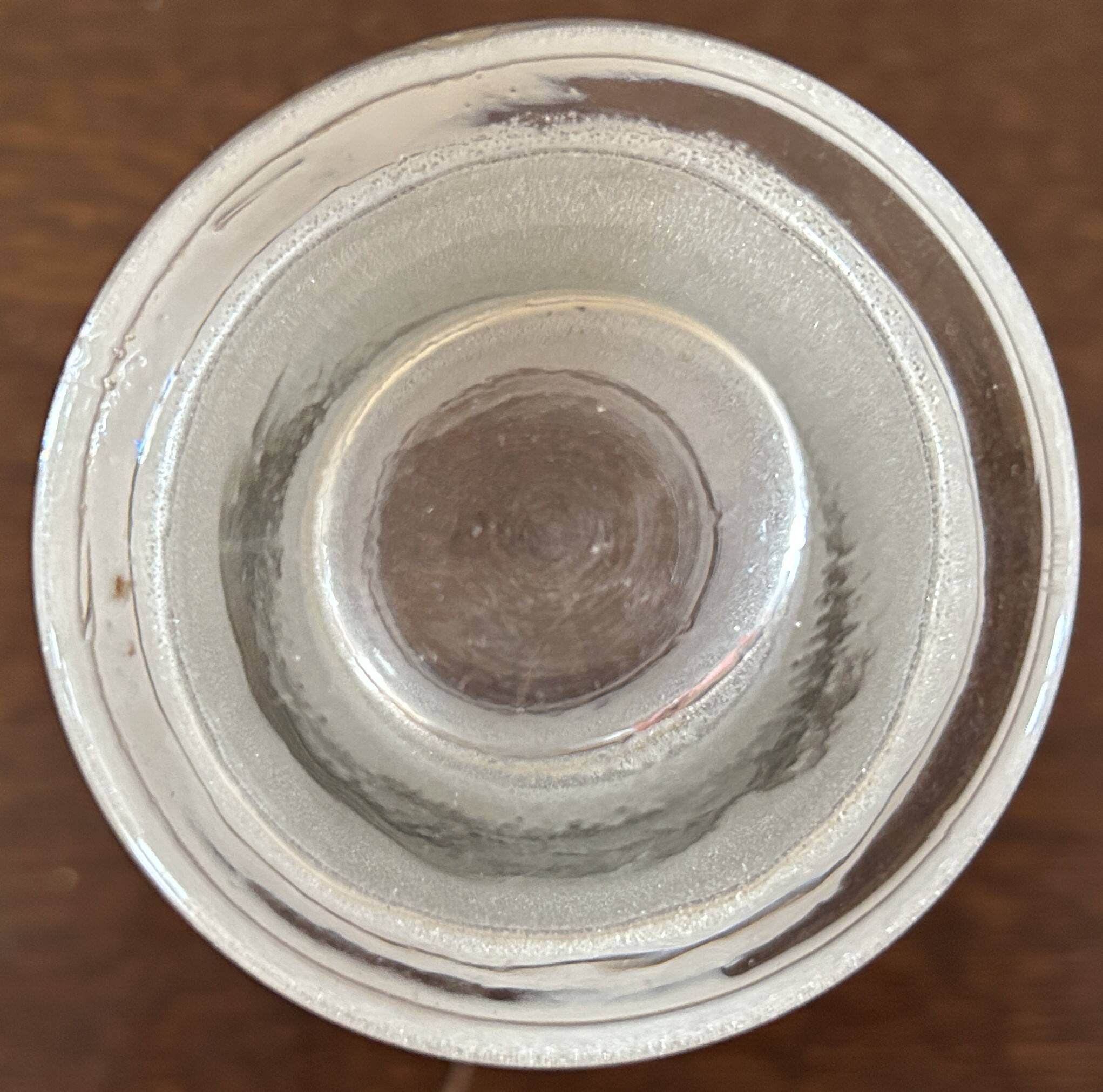 Jug + 6 frosted glass tumblers with white and gold rim.
