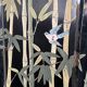 Chinese lacquered screen with decorations of birds and bamboo. Chinese work. Around 1950.
