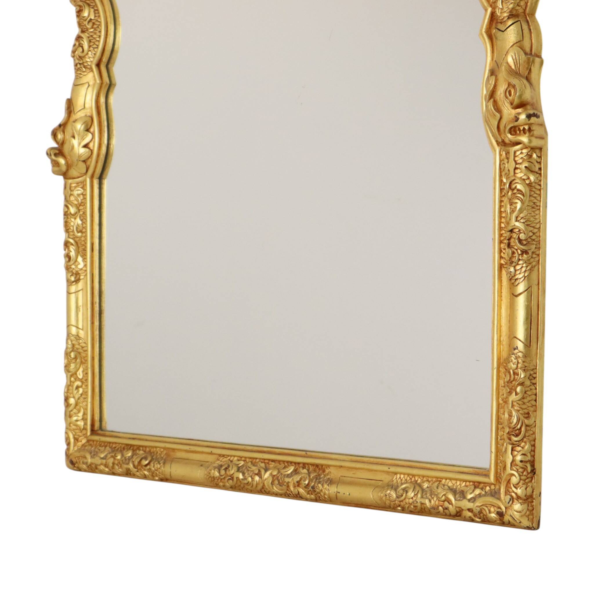 Large Classic Wooden Mirror, Rococo Style Chinoiserie, 124 cm