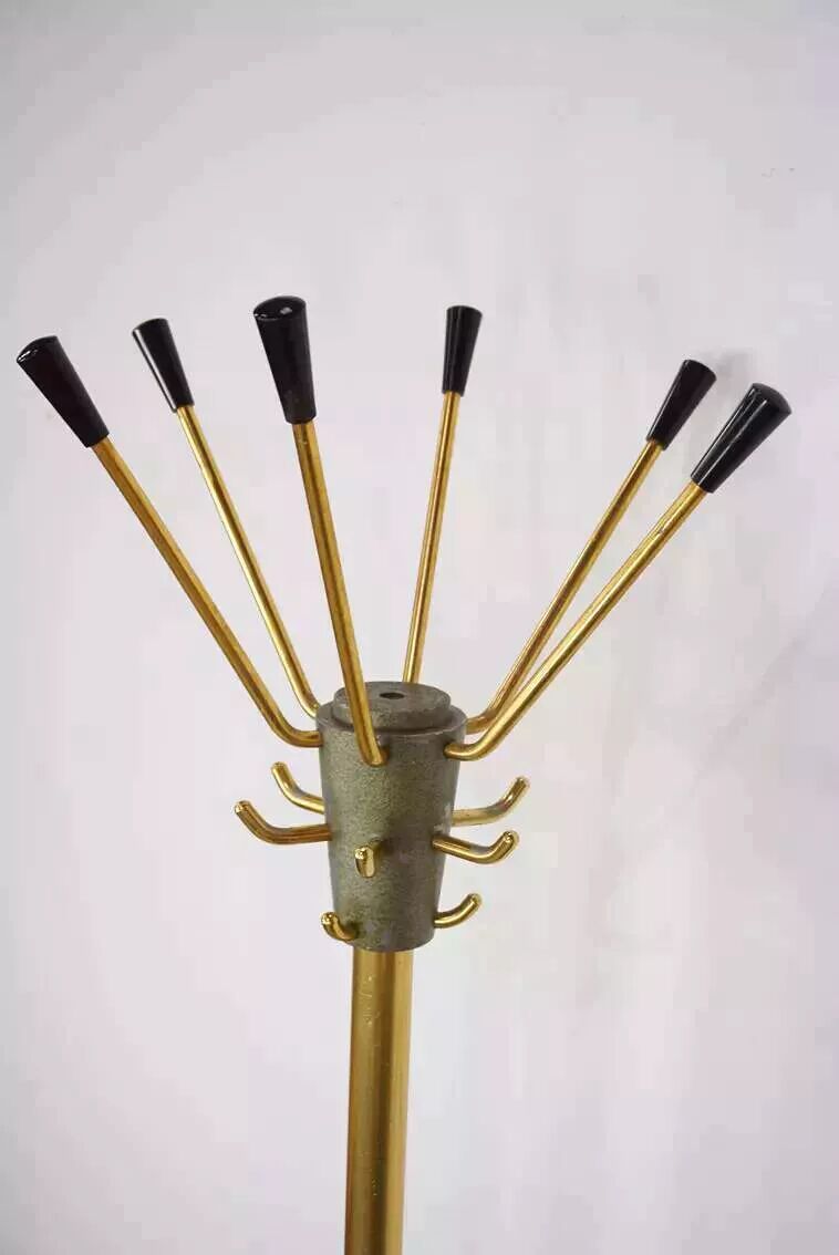 Portemanteau années 50 en laiton, métal et fonte