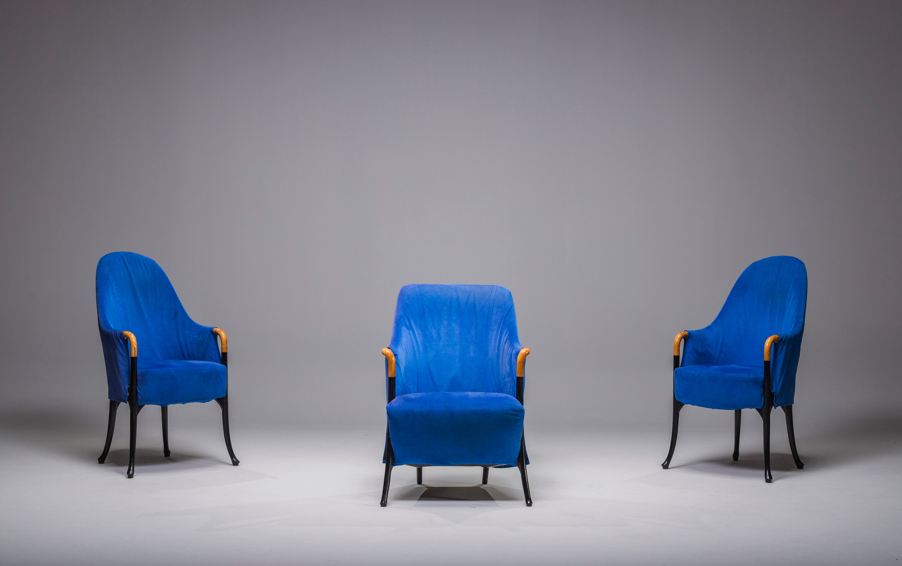 Italian alcantara project Armchairs by Umberto Asnago for Giorgetti/Progetti, 1980s