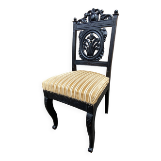 Chaise de château Napoléon III bois noirci doré 1860s Valet de chambre vintage