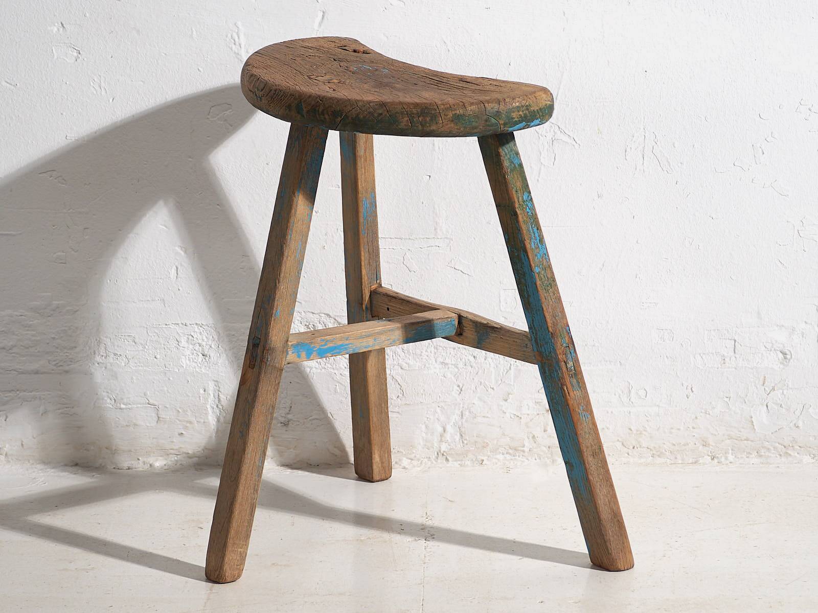 Antique solid wood stool (c.1900) #7