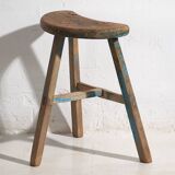 Antique solid wood stool (c.1900) #7