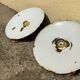 Three Suspensions enamelled sheet green and white golden threads brass socket