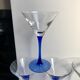 lot de 4 verres à cocktail / coupes à champagne à pieds bleu Fabriqués en France années 1970
