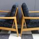 Black velvet-like fabric chairs in beech frame 1960s