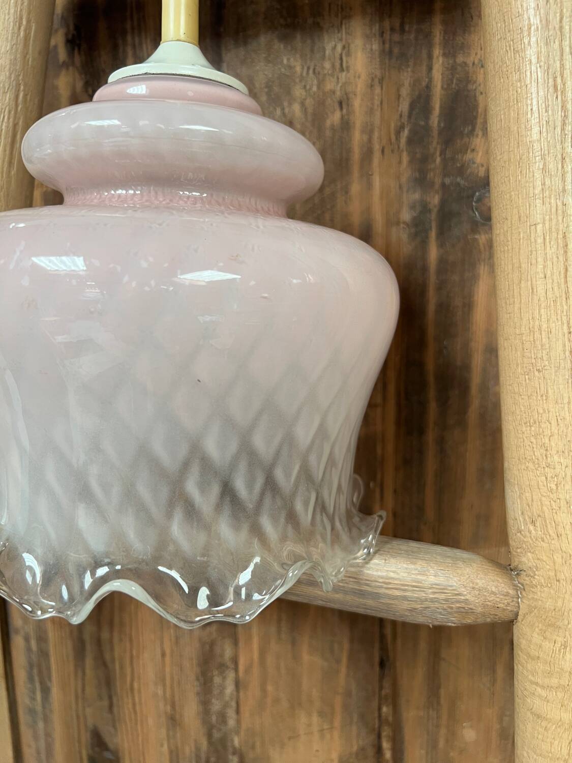Vintage pink opaline pendant light