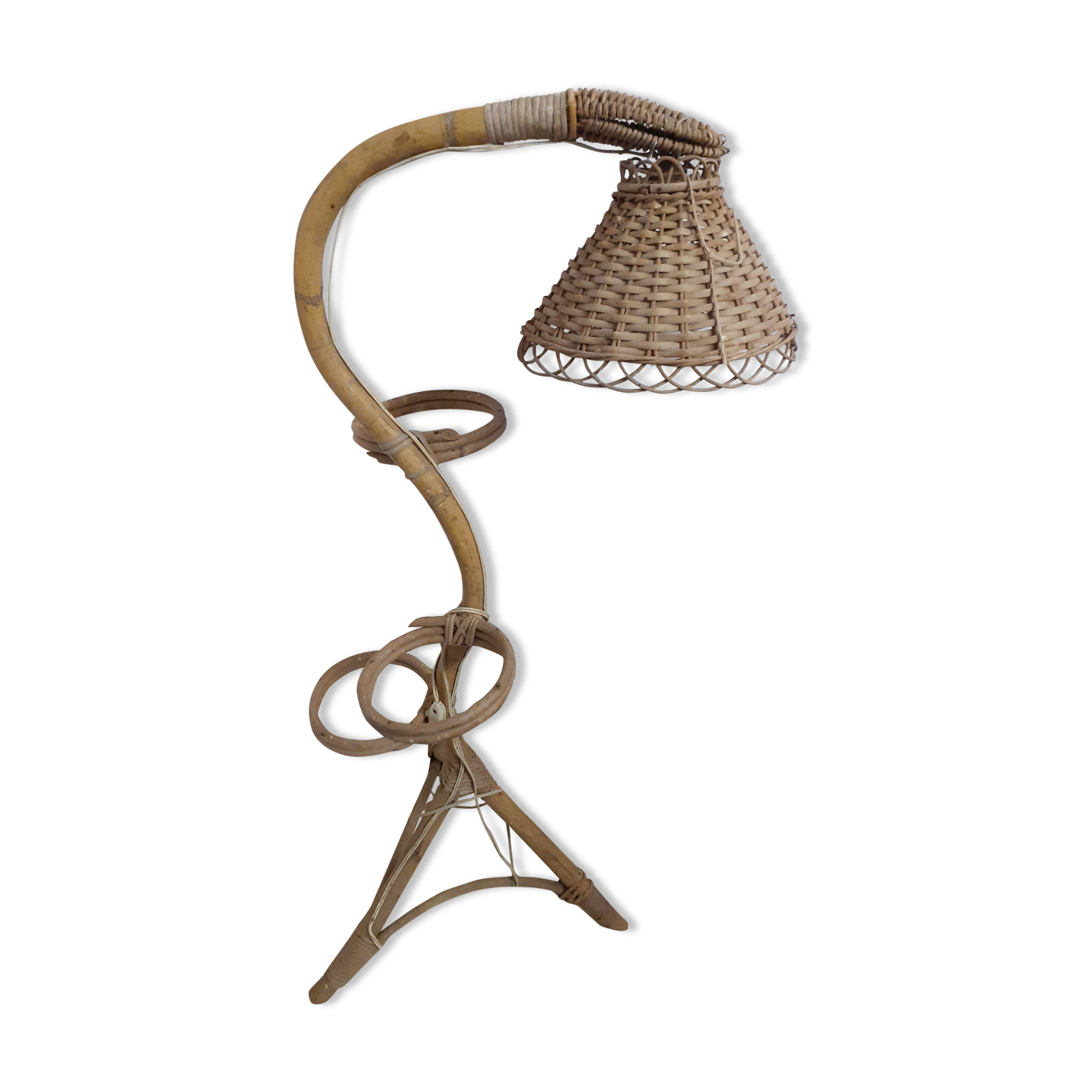 Lamppost door planted in rattan