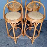 4 high bar stools in rattan vintage ep 1980