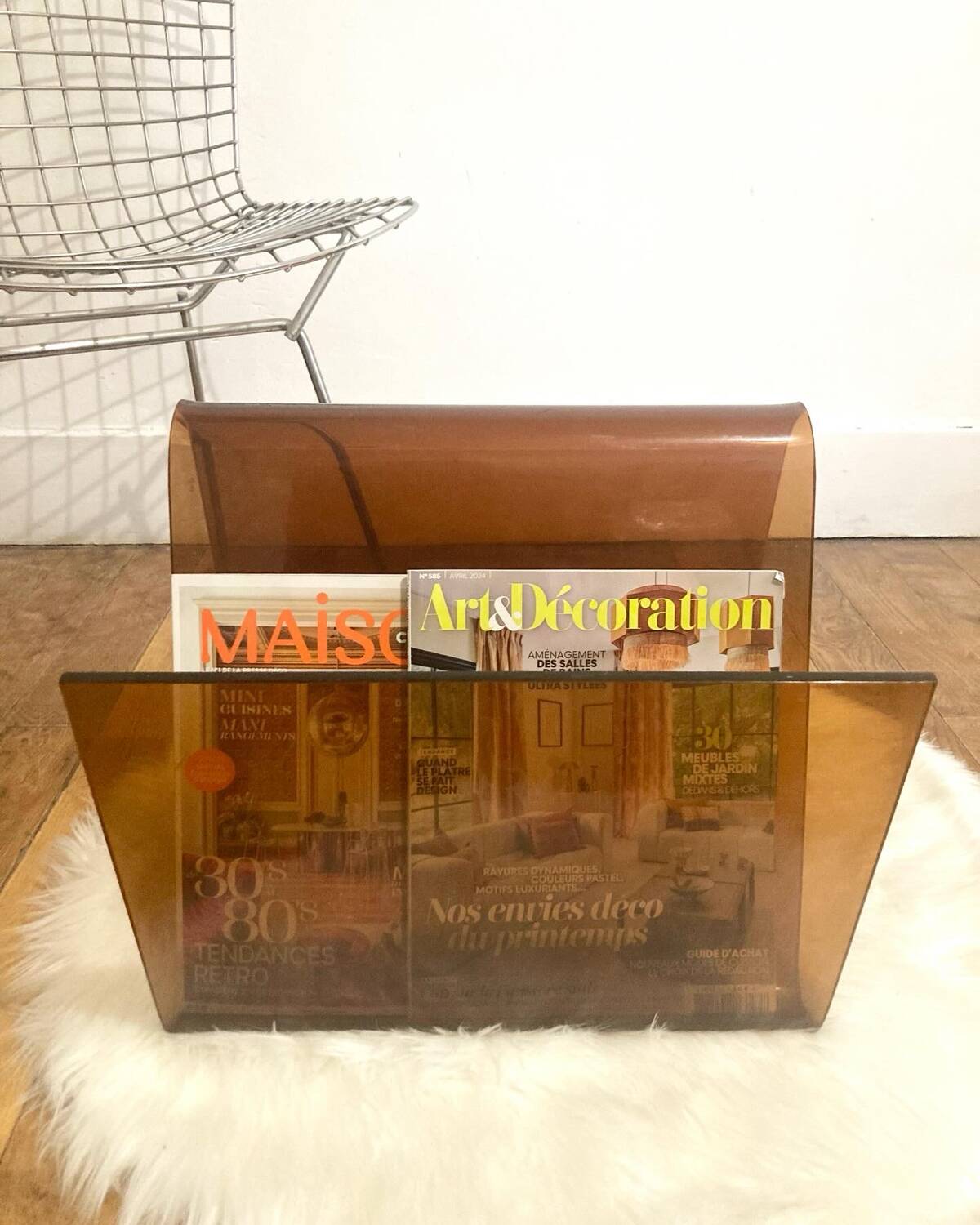 Smoked Plexiglas magazine holder Michel Dumas
