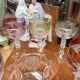 Set of 6 wine glasses. Solid colored crystal.