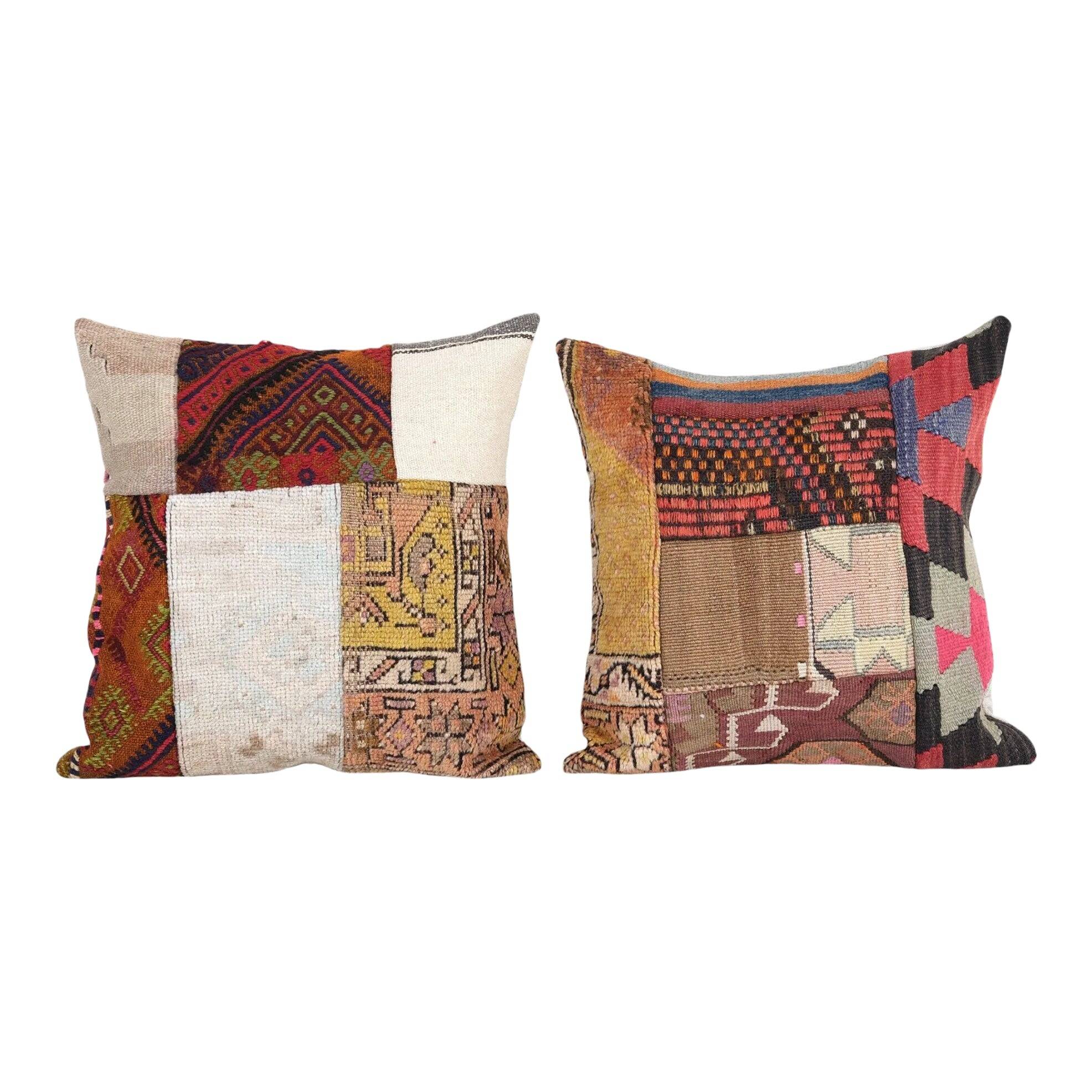 Set of 2 vintage kilim cushion covers 48x48 cm