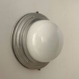 Vintage Art Deco wall lamp, chrome and opaline, France 1930