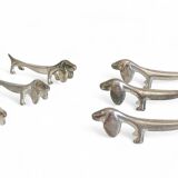 Vintage Knife Rests, Set of Six Silver Plated Dachshund Dogs, Italy, 20th-C