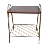 Side table, vintage "Eiffel" service with two metal and wood tops