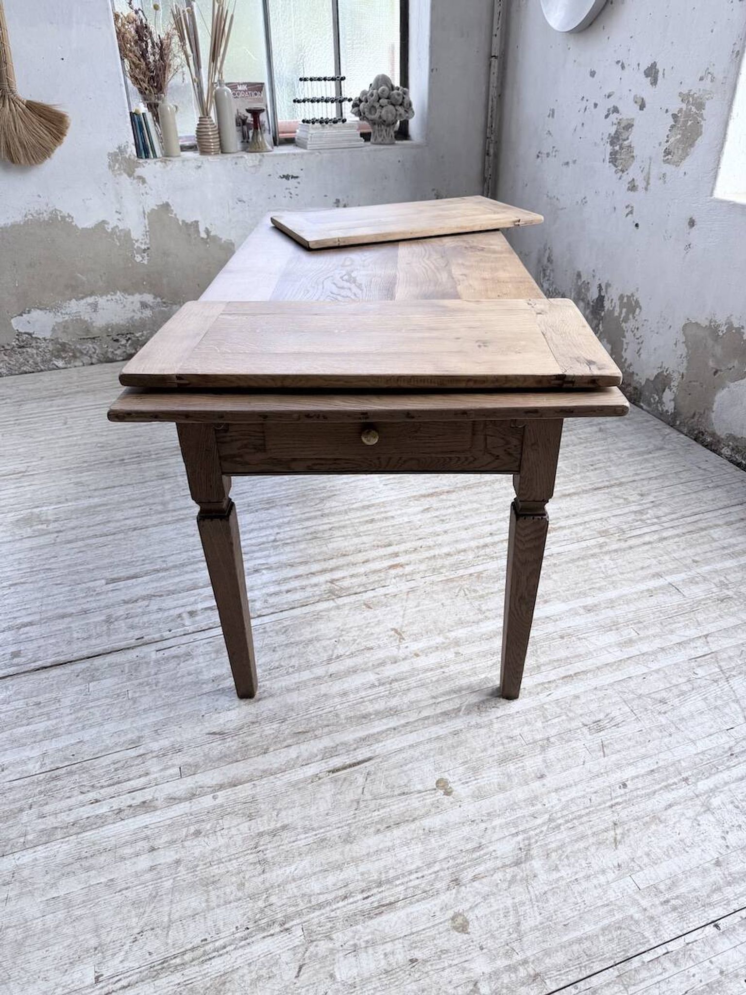 Solid oak farmhouse table with extensions (190-280cm) 1950