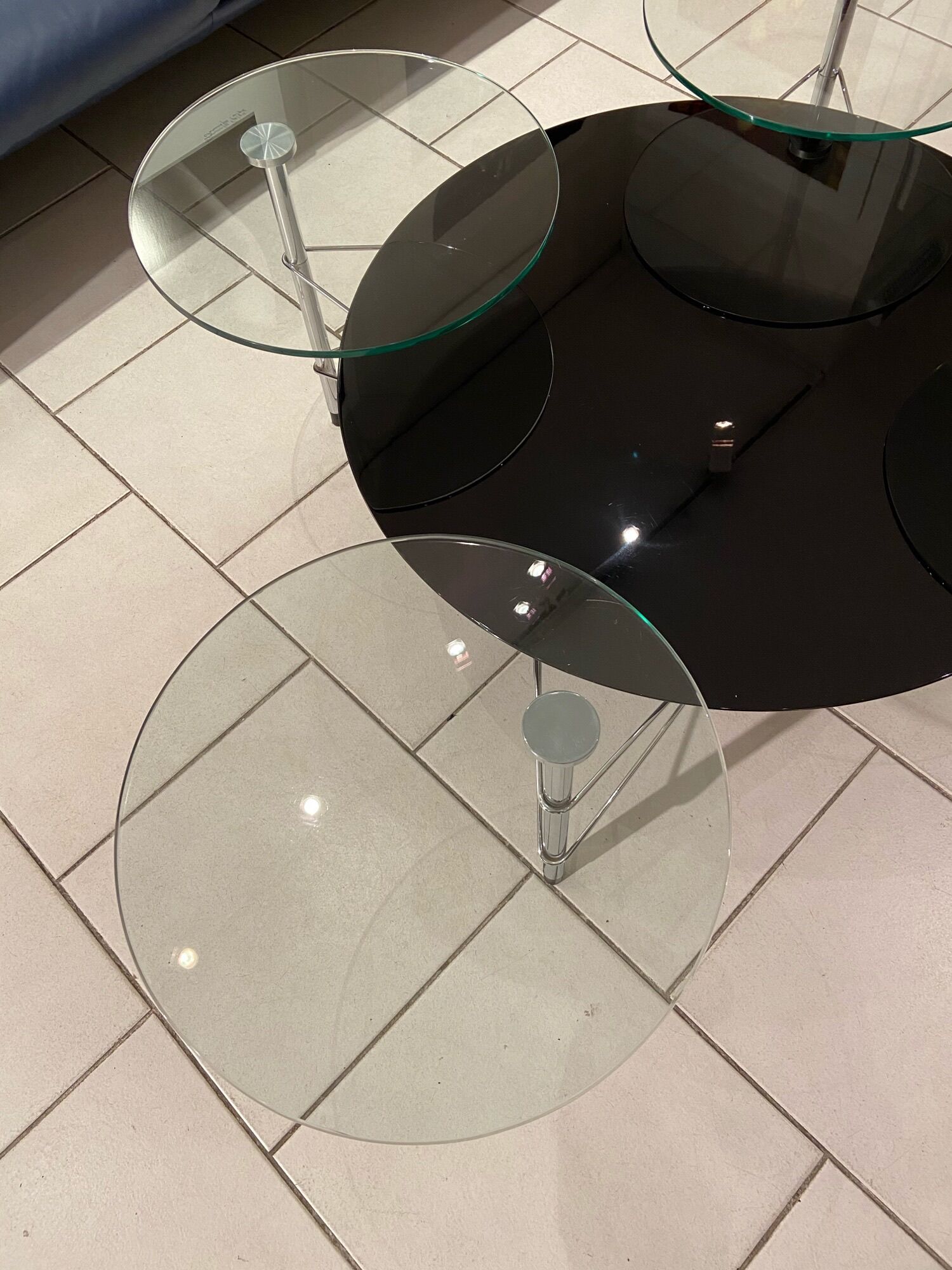 Black and transparent glass coffee table - 1990 - Michel Boyer