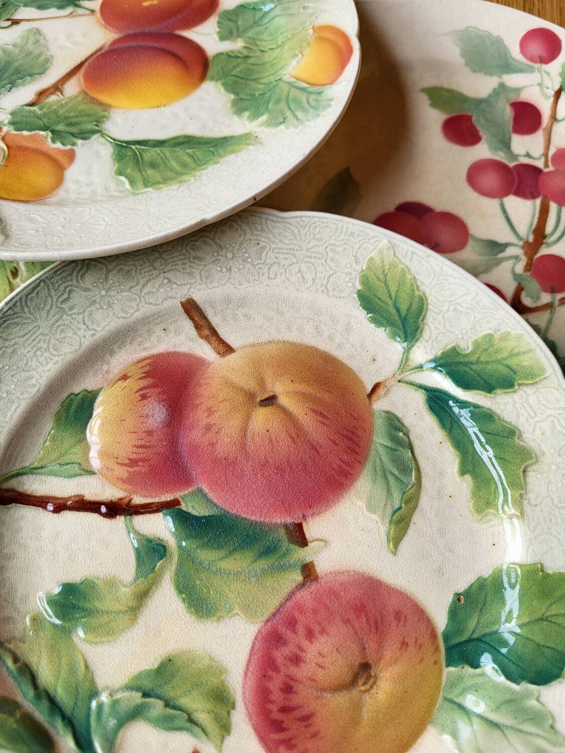 Set of 6 Art Nouveau Barbotine St Clément plates