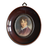 Miniature portrait of a young boy, framed and under glass