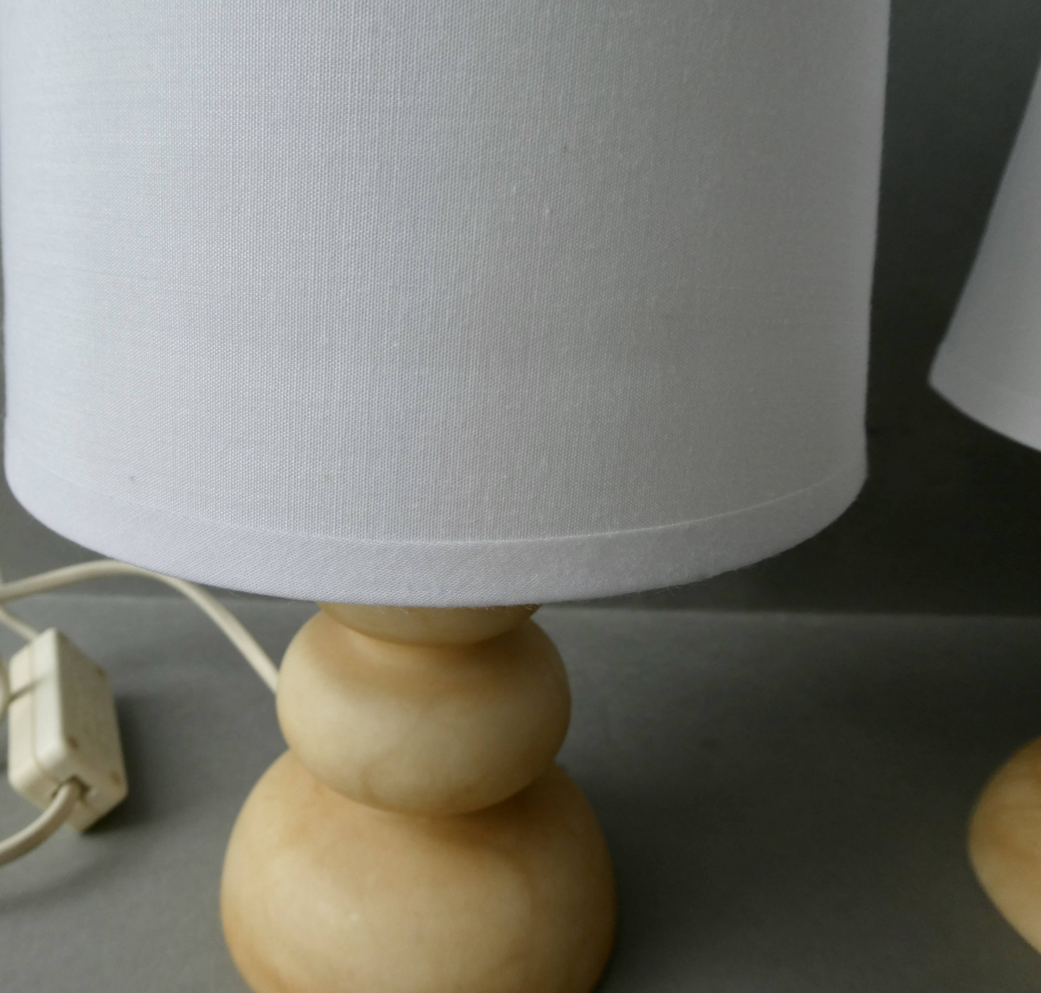 Pair of alabaster lamps, 70s-80s