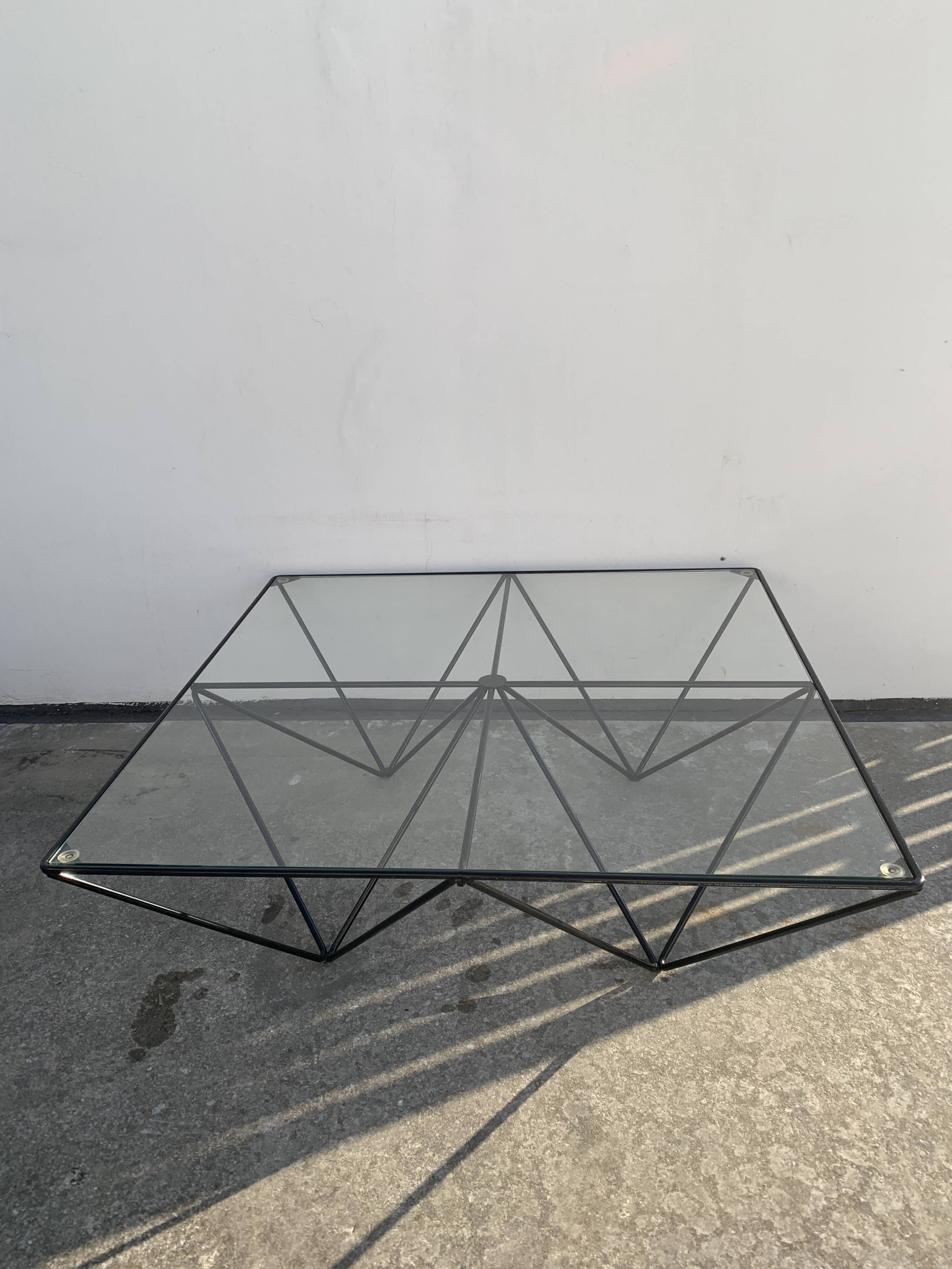 Alanda style square black metal coffee table