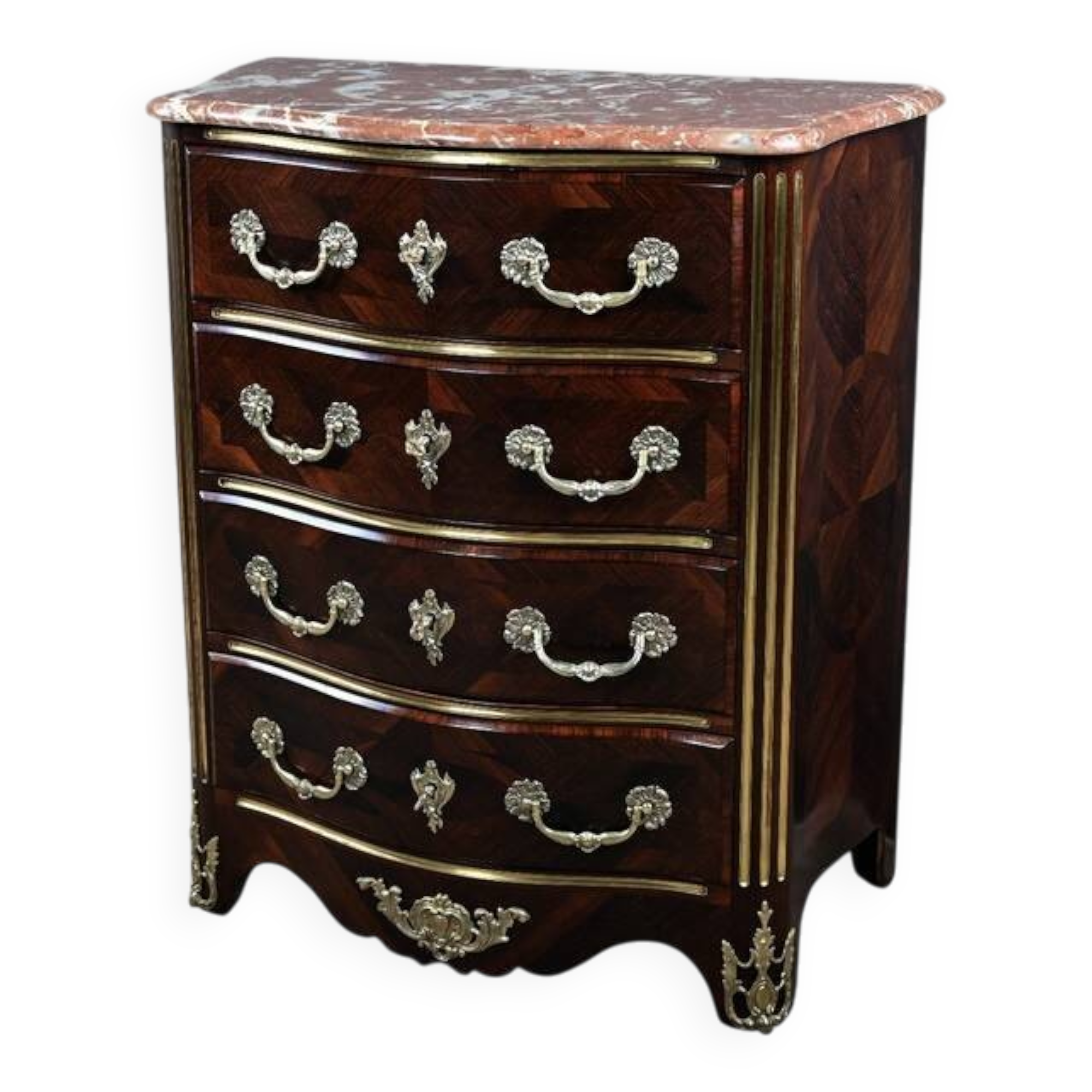 Commode en Marqueterie de Palissandre, style Régence, époque Napoléon III –