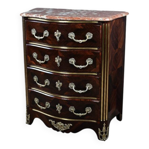 Commode en Marqueterie de Palissandre, style Régence, époque Napoléon III –
