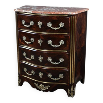 Rosewood marquetry chest of drawers, Regency style, Napoleon III period –