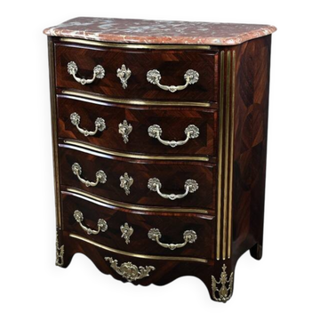 Rosewood marquetry chest of drawers, Regency style, Napoleon III period –