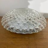 Antique Ceiling Light Wall Lamp Molded Glass Diamond Tip + Black Metal Support